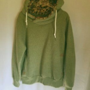 Lee Hanton Hoodie Women Sz S Green, Hood has faux fur lining